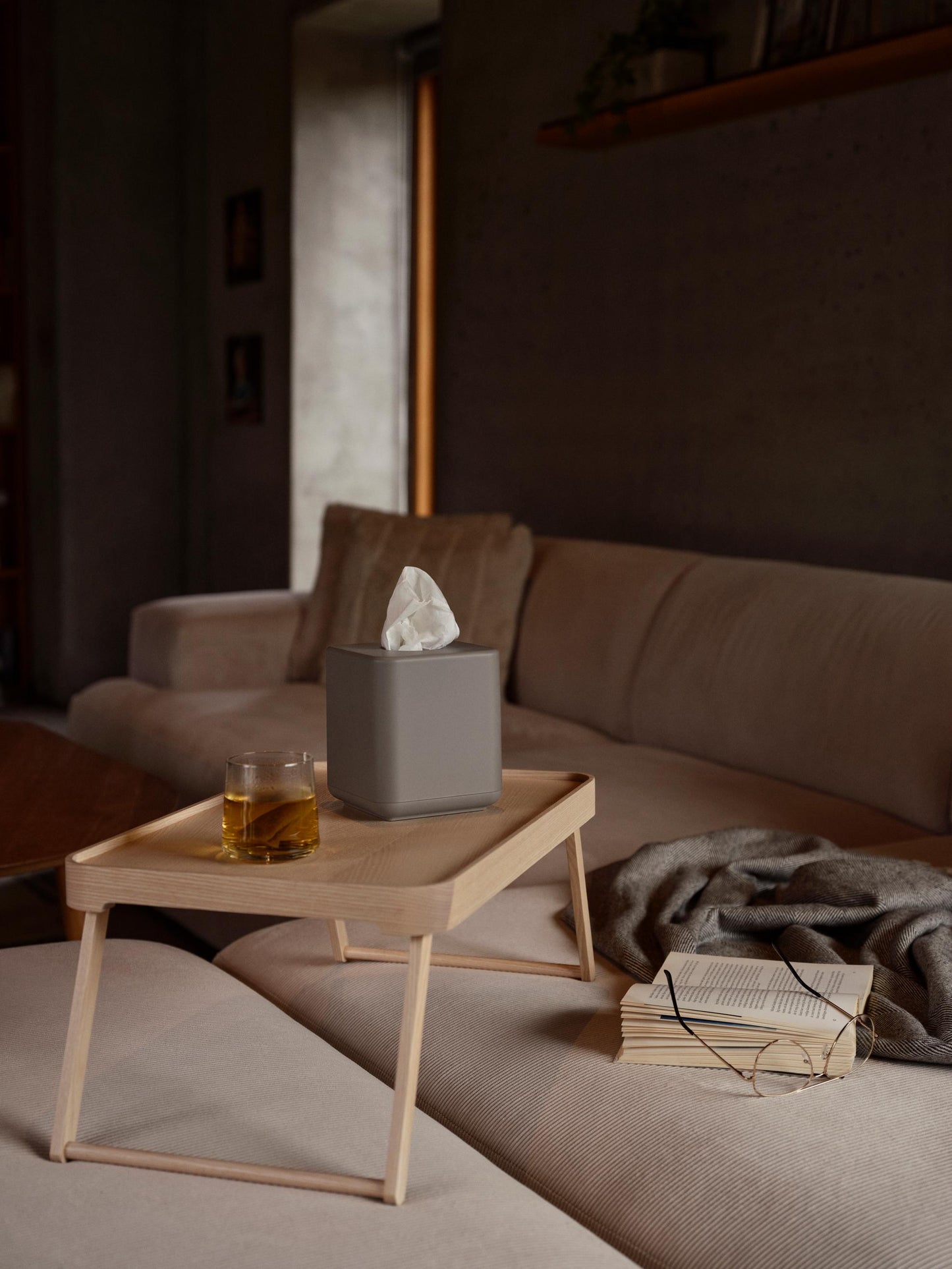 Ume Tissue Box, Square- Taupe