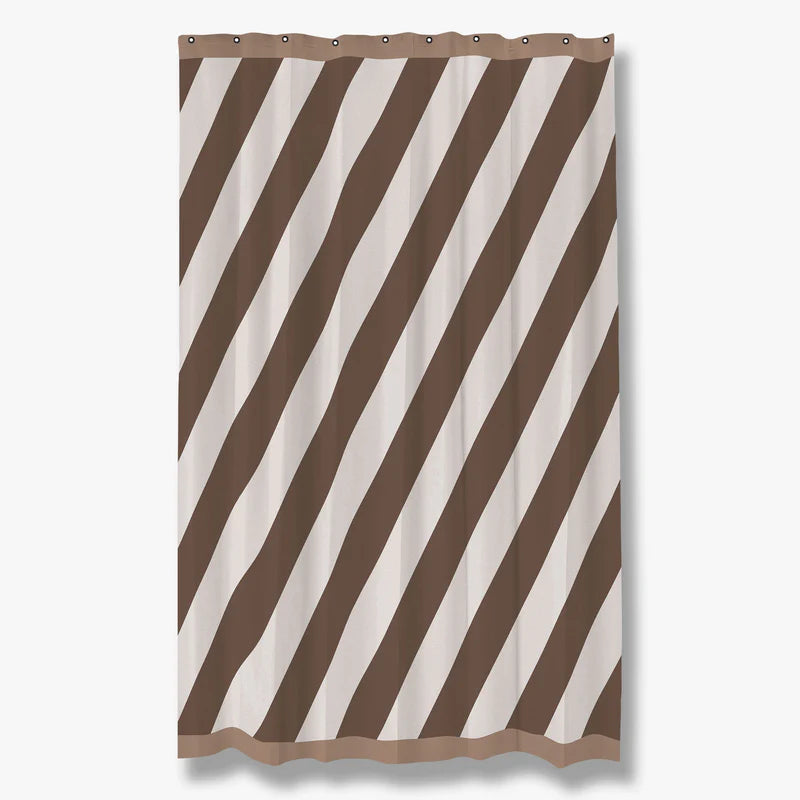 Diagonal Shower Curtain- Chocolate