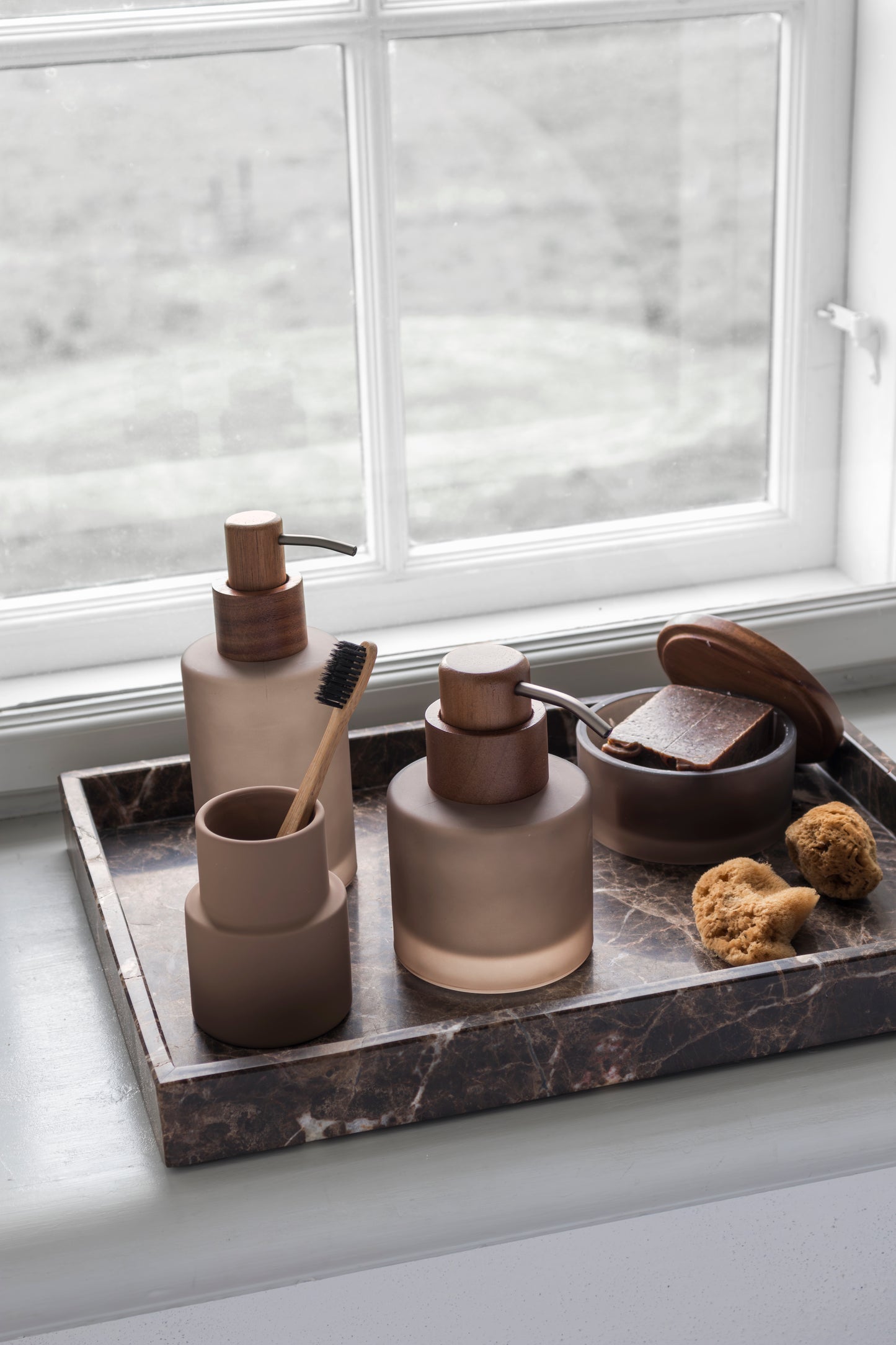Modest Soap Dispenser Tall- Walnut