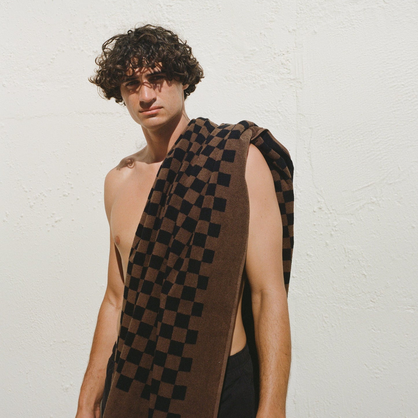 Roman Pool Towel- Tabac & Noir