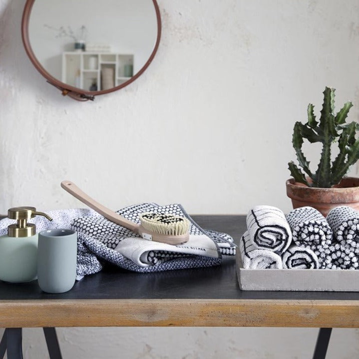 TILE STONE Fingertip towel- Black/Off-White (3 pcs)