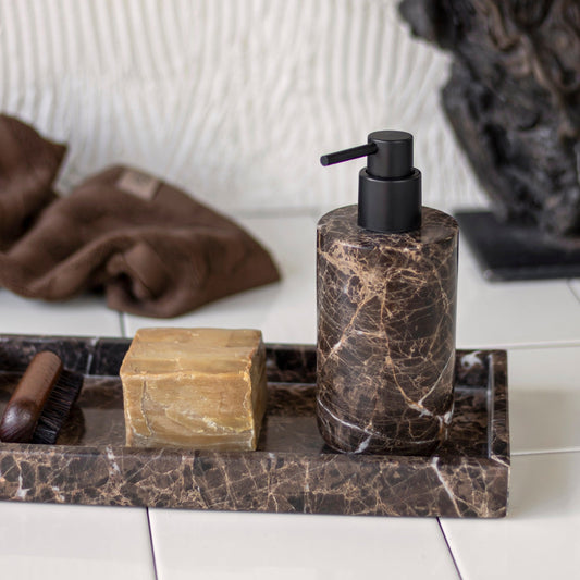 Marble Dispenser, Tall- Brown