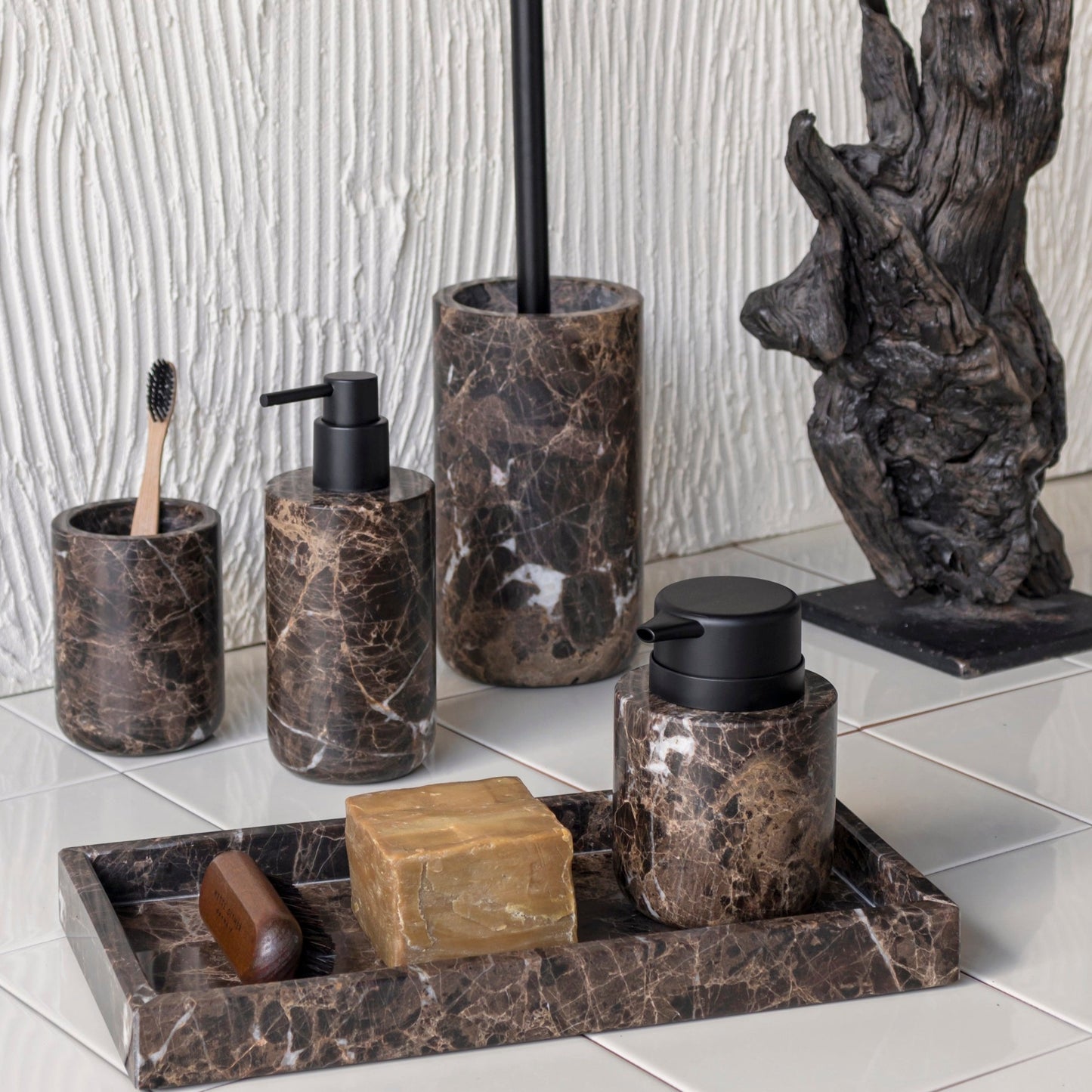 Marble Toothbrush Holder- Brown