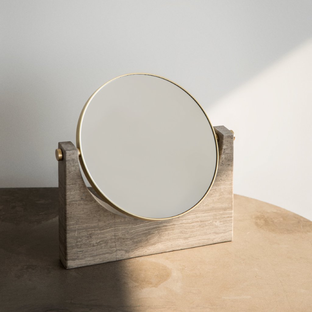 Pepe Marble Mirror- Brass/Honed Brown