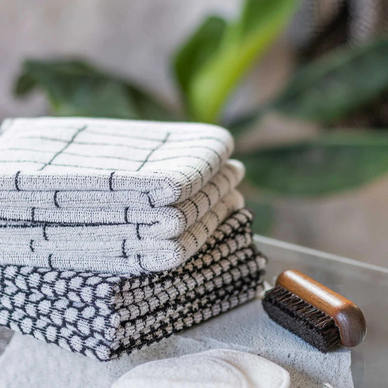 TILE STONE Fingertip towel- Black/Off-White (3 pcs)