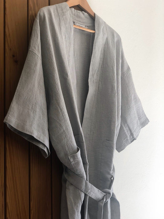 Waffle Kimono- Cloud Grey