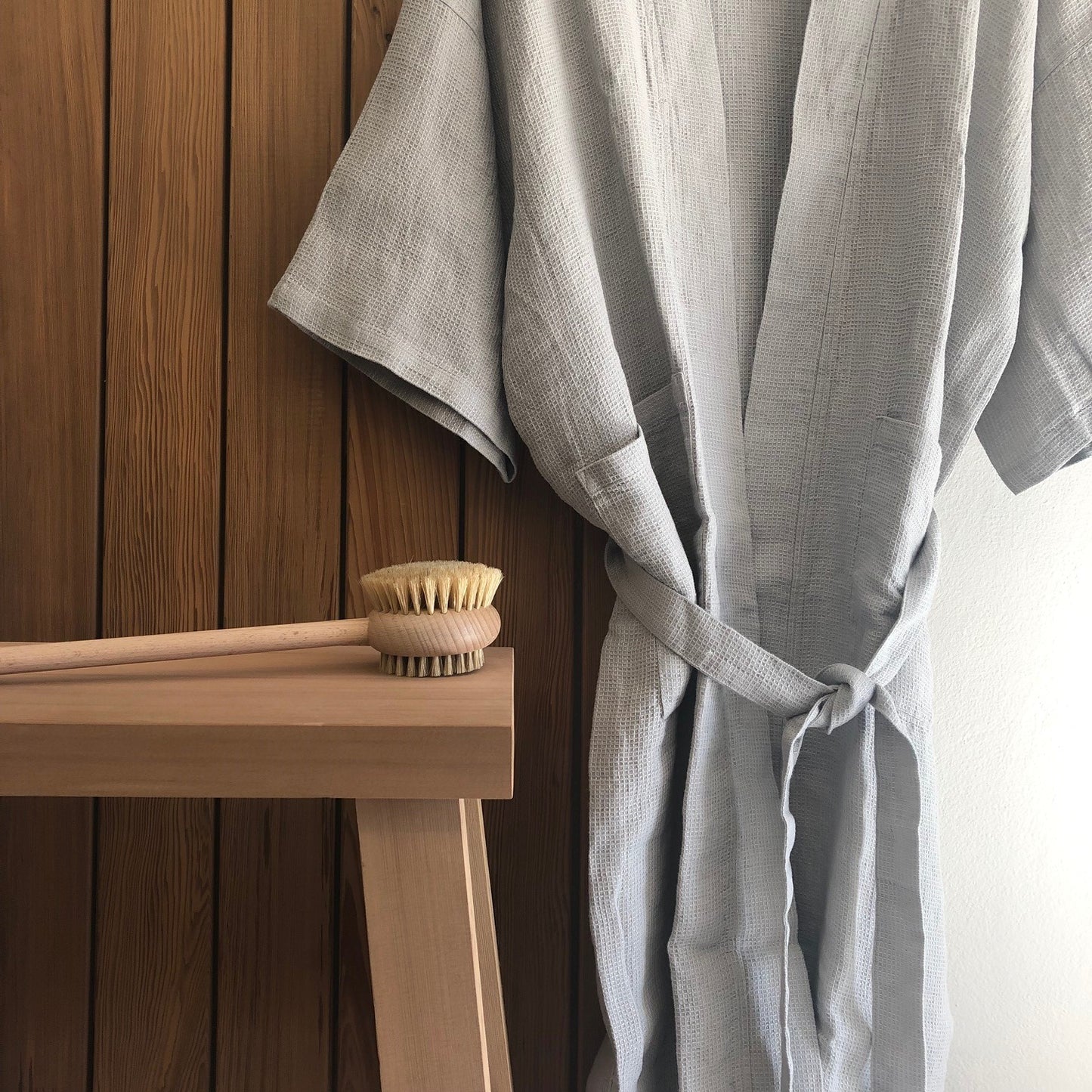 Waffle Kimono- Cloud Grey