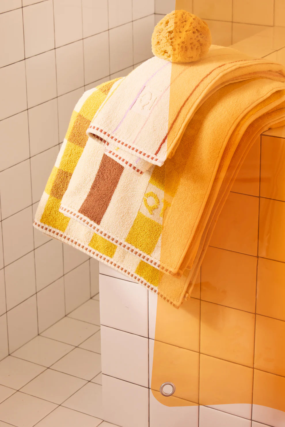 Orient Sun Shower Curtain- Tangerine