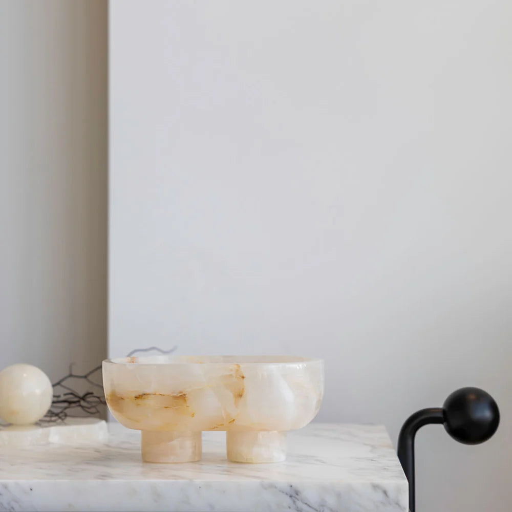 Muse Footed Oval Tray- White Onyx