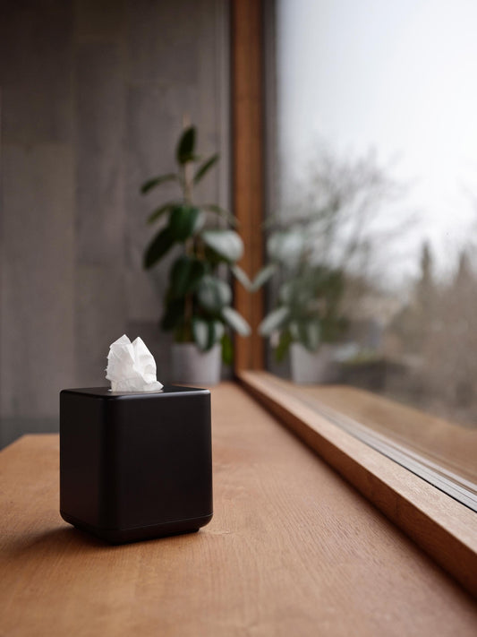 Ume Tissue Box, Square- Black