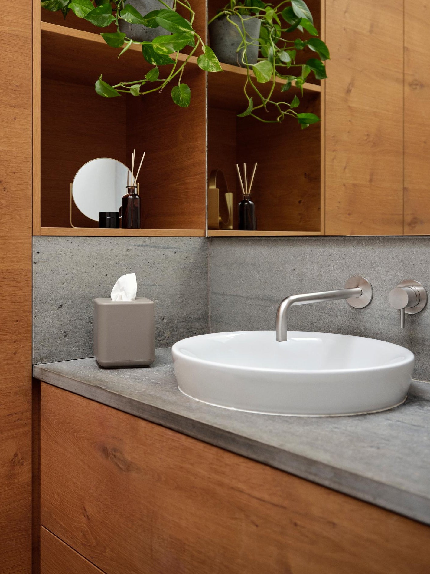 Ume Tissue Box, Square- Taupe