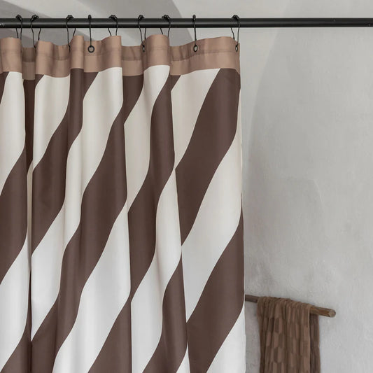 Diagonal Shower Curtain- Chocolate