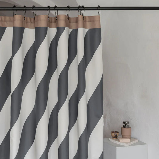 Diagonal Shower Curtain- Dark Grey