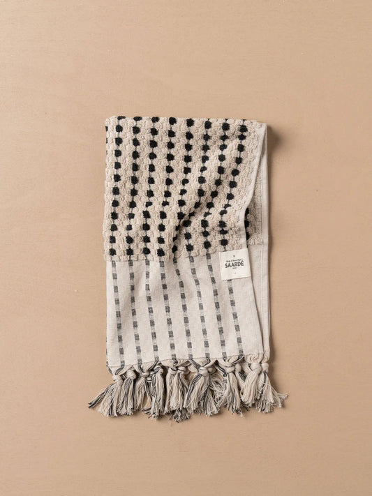 Chickpea Hand Towel- Stone/Black