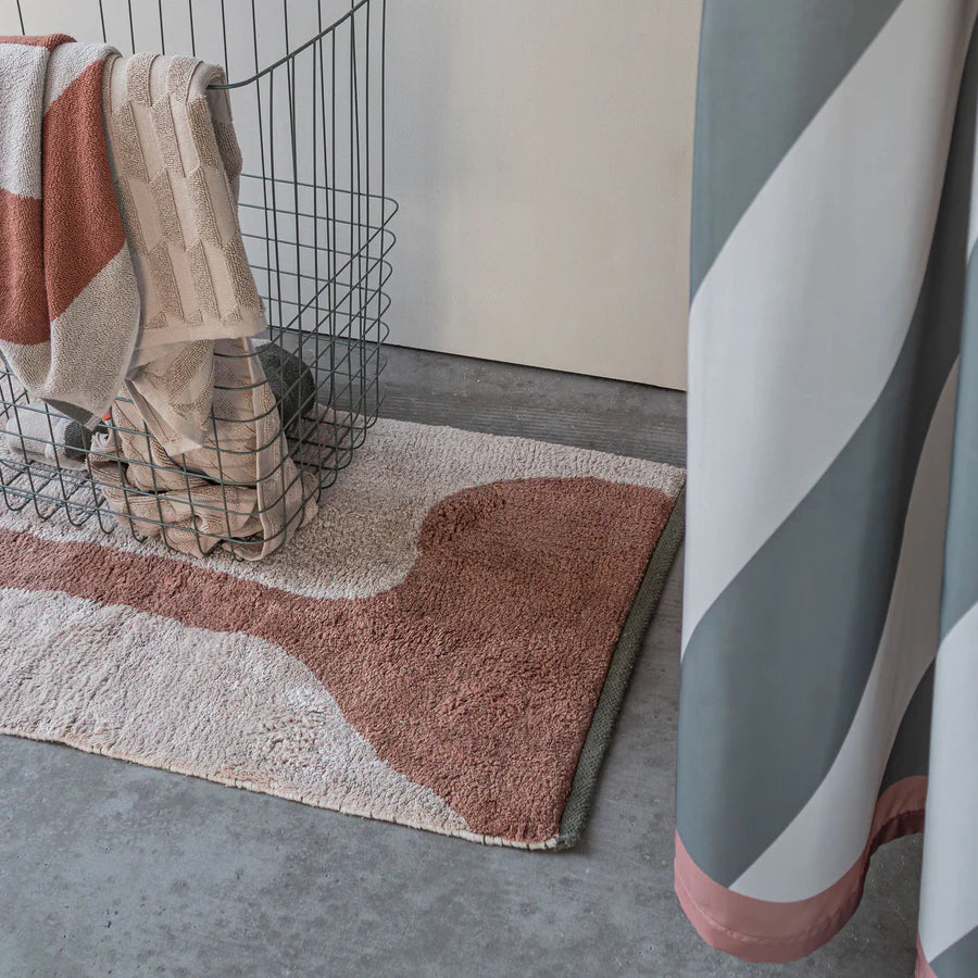 Diagonal Shower Curtain- Dark Olive