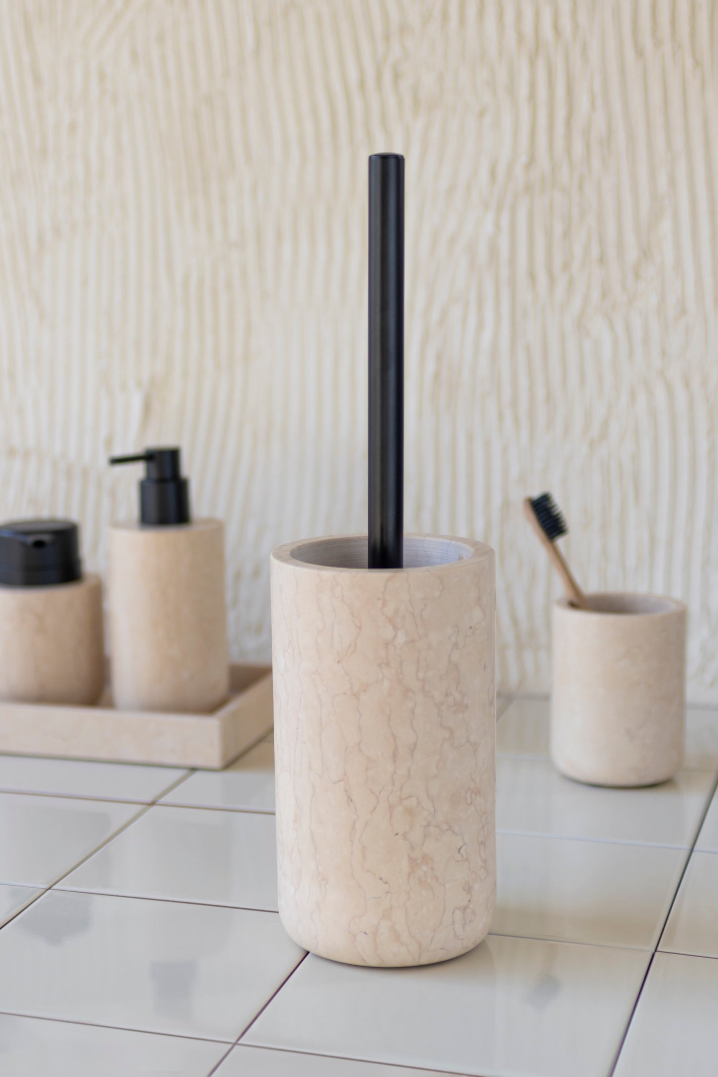 Marble Toilet Brush- Sand