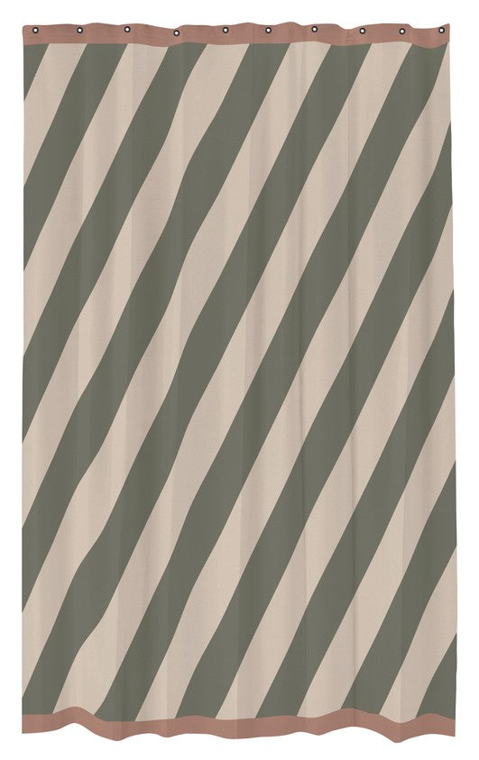 Diagonal Shower Curtain- Dark Olive