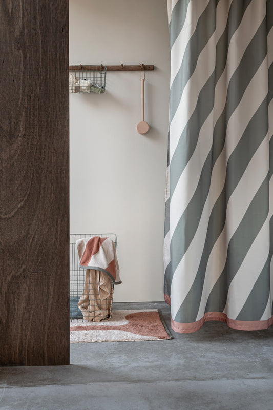 Diagonal Shower Curtain- Dark Olive