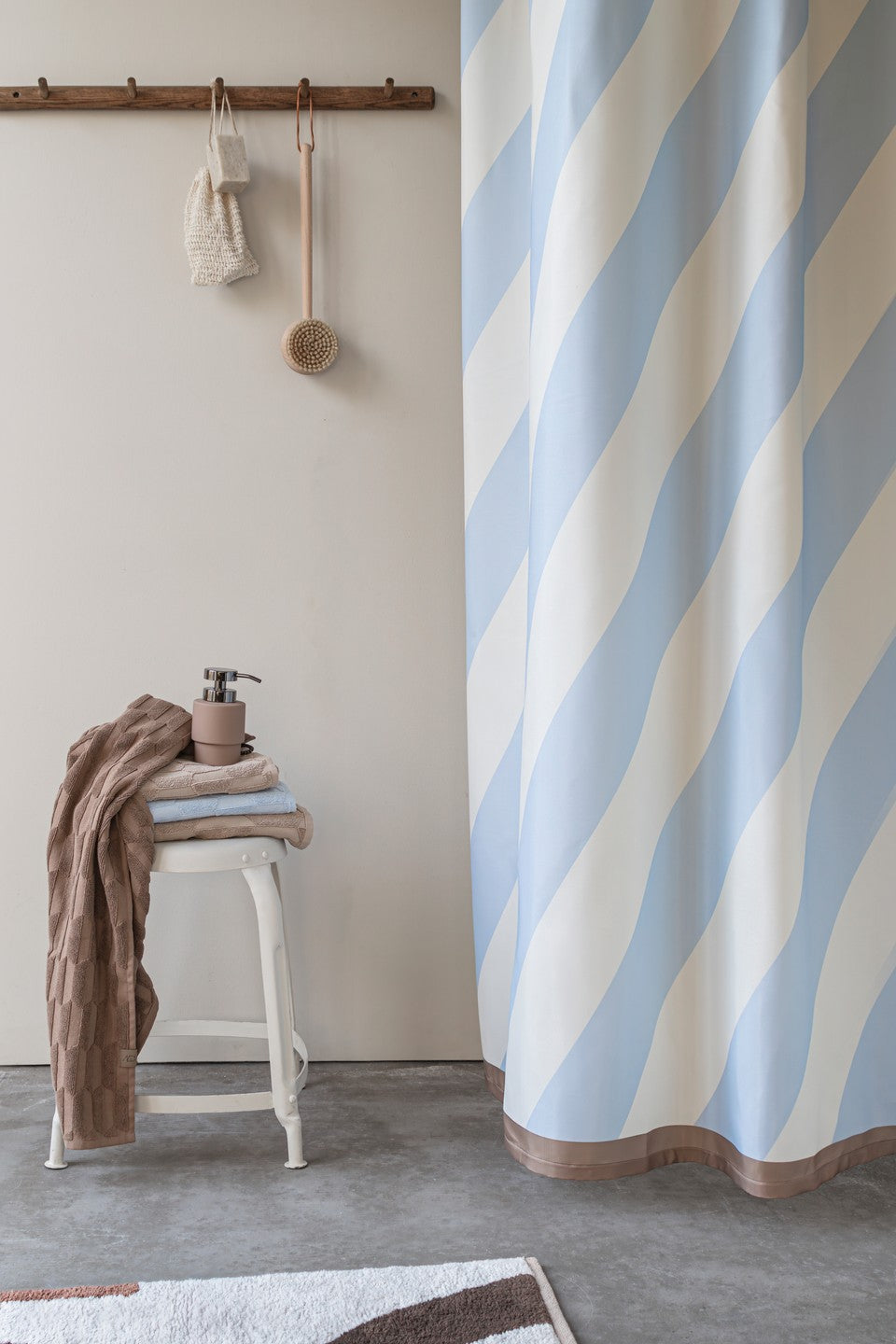 Diagonal Shower Curtain- Light Blue