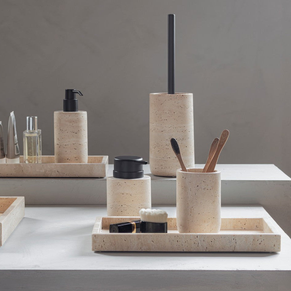 Travertine Toothbrush Holder- Linen