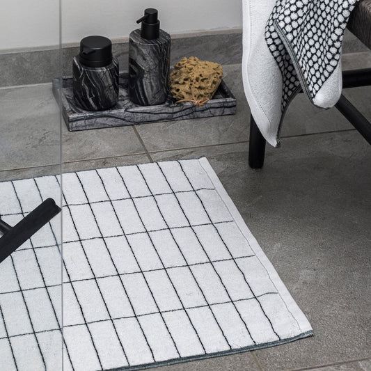 TILE STONE Bath Mat- Black/Off-White