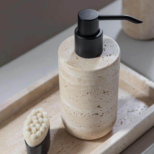 Travertine Dispenser, Tall- Linen