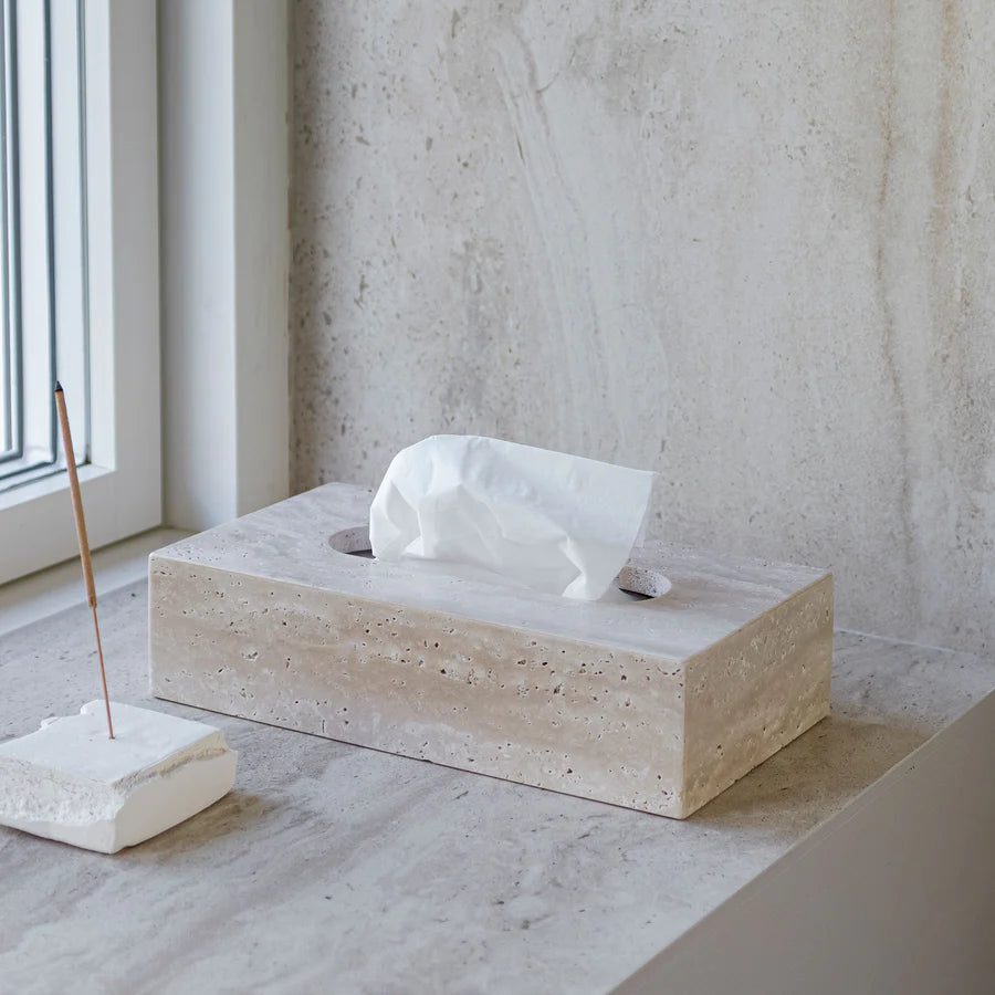 Travertine tissue cover- Linen