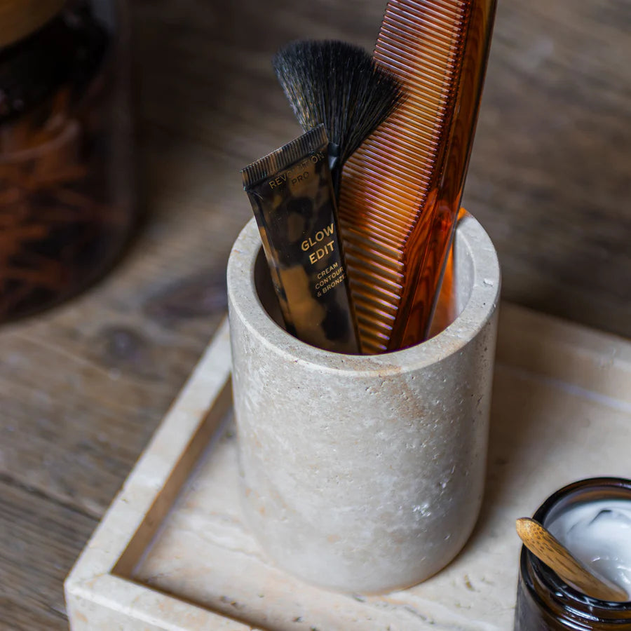 Travertine Toothbrush Holder- Linen