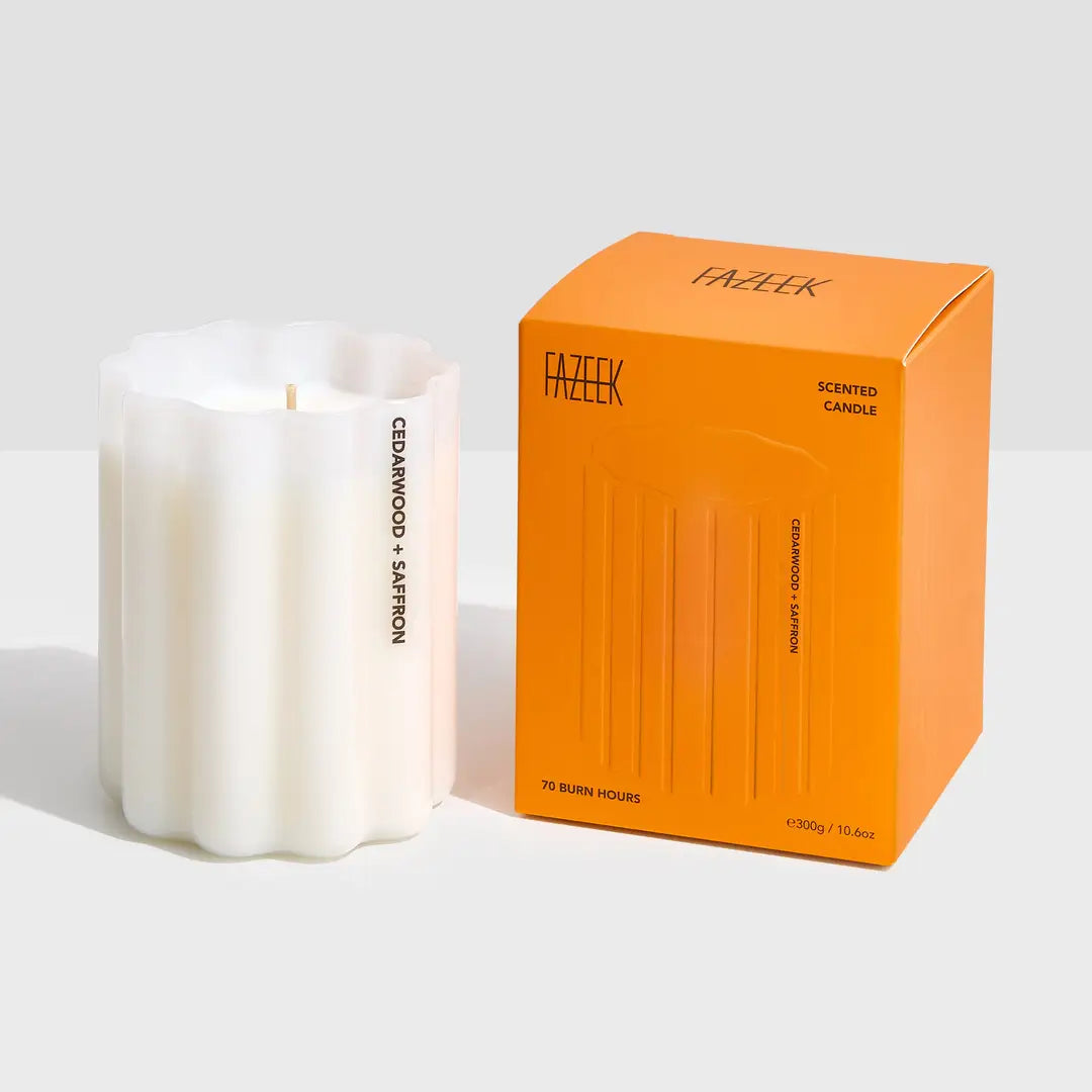 Wave Candle- Cedarwood + Saffron