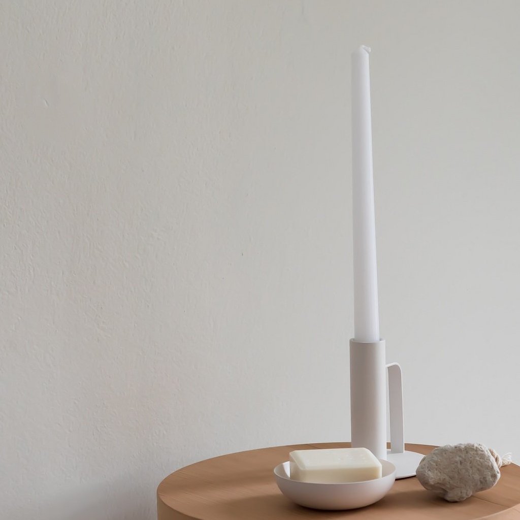 Chamberstick Candleholder- White