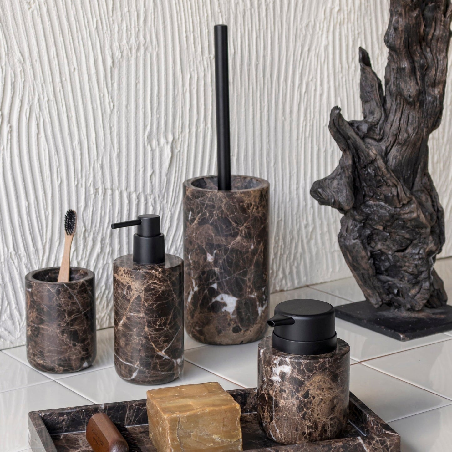 Marble Toilet Brush- Brown