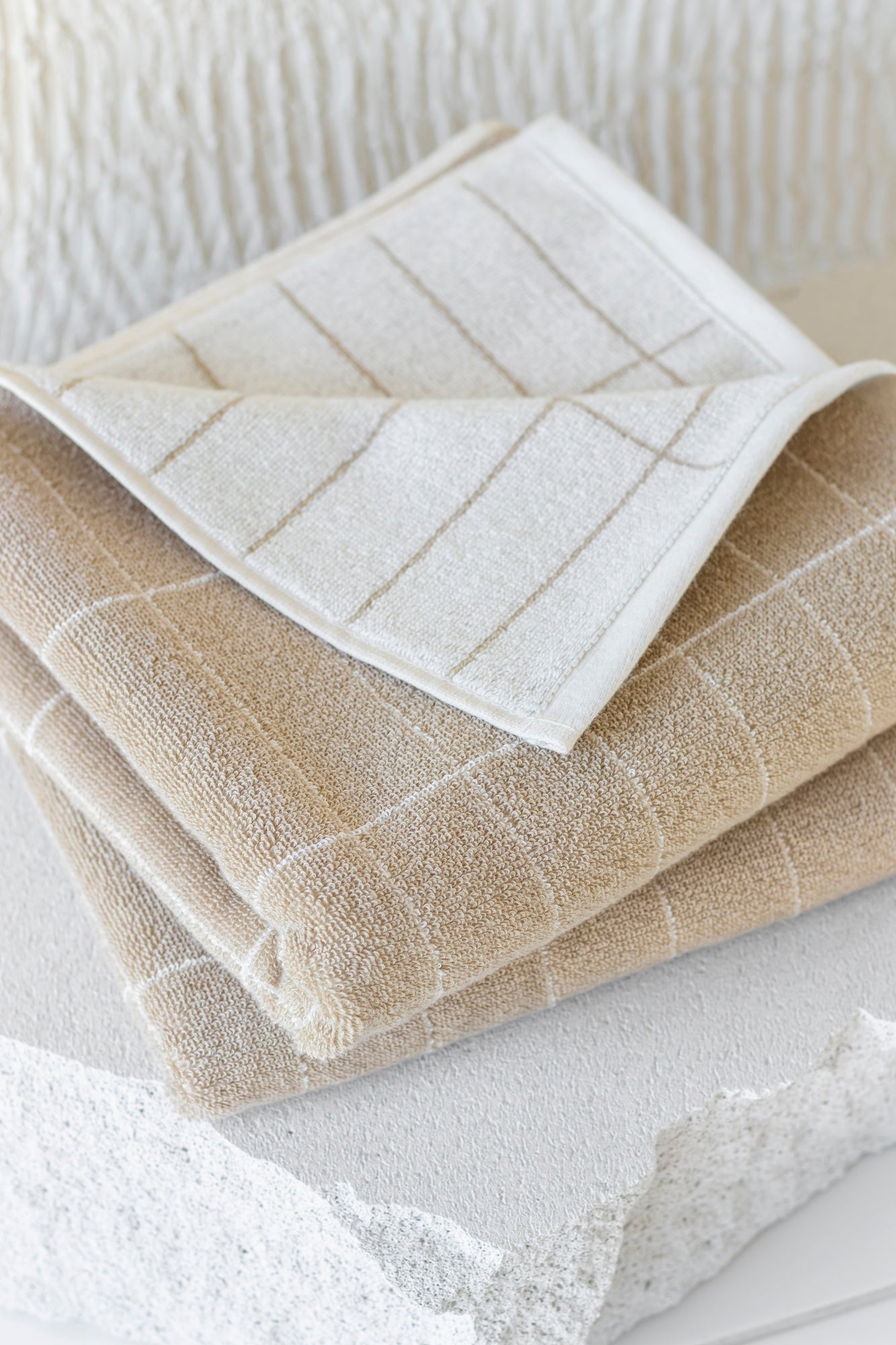 TILE STONE Hand Towel- Sand (2 pcs)